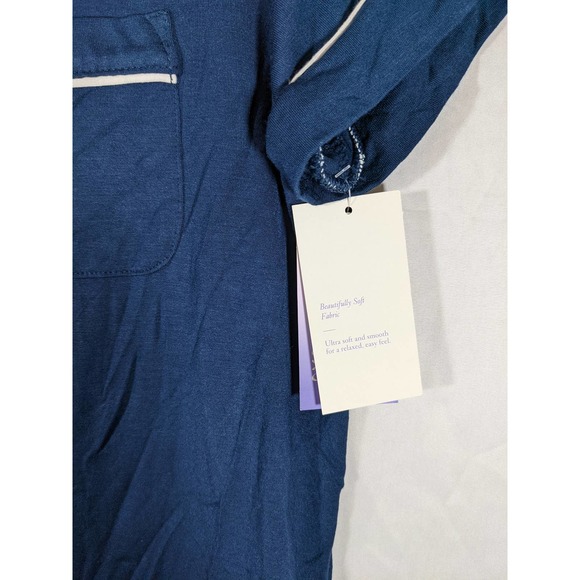 Pajama Top Notch Collar Button Front Coat Stars Above Blue M PJ - New with tags - Picture 6 of 12